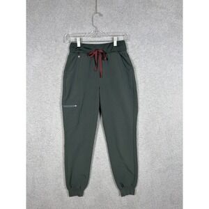 FIGS Women Scrub Pants Size XS‎ Green Jogger HW Zamora Drawstring Zipper